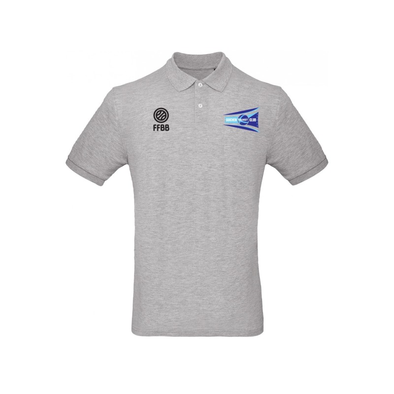 Polo FFBB Teamsport Blanc/Gris/Noir Guichen Basket