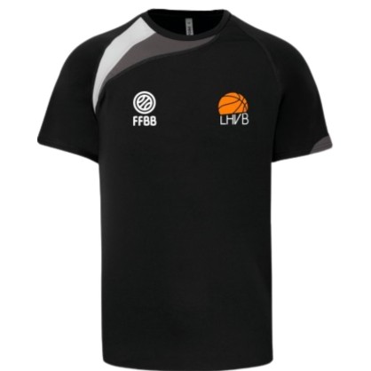Surmaillot manches courtes Noir Les Herbiers Vendée Basket